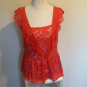 NWT Candies Peplum Sexy Y2K Red Lace Top Size XL